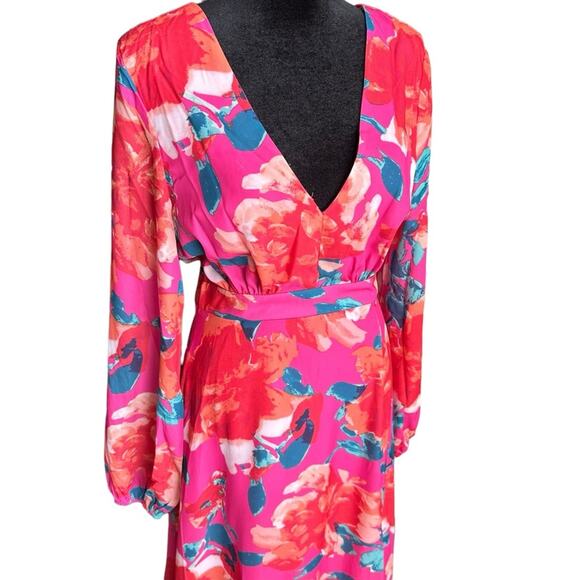 Long Sleeve Maxi Dress by Shop The Mint Floral Fuchsia Pink Wedding Guest SM - Picture 7 of 14